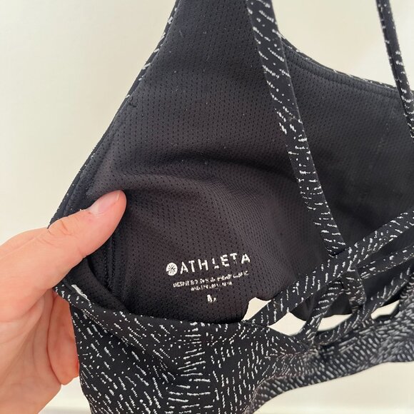 Athleta Sports Bra Black and White Speckled Pattern Size Medium - Picture 4 of 5